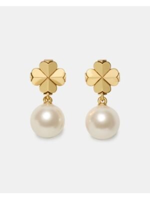 Spade Flower Pearl Drop Earrings